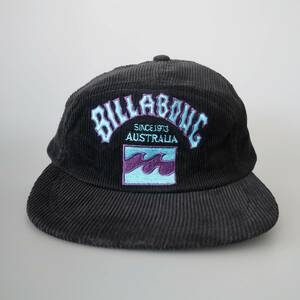 【DEADSTOCK 90's Billabong ロゴエンブロイダリー ブラックコーデュロイ サーフキャップ USA製】ビンテージビラボンサーフスケート黒