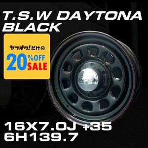 ○ 特価 ティスファクトリー TSW デイトナ ブラック DAYTONA BLACK 16×7J +35 6穴 139.7 スチール ホイール 4本セット 200系 ハイエース