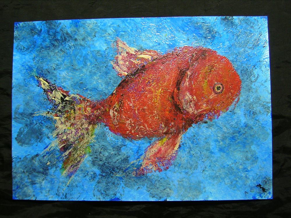 Goldfish, animal drawing, painting, picture, art, hand drawn illustration, handwriting, Original picture, interior, Special processing, Water cloud colored crane *Will be shipped in a frame, artwork, painting, others