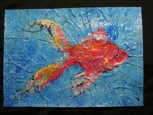 Art hand Auction Goldfish, animal drawing, picture, painting, art, hand drawn illustration, handwriting, Original picture, interior, Special processing, Water cloud colored crane *Will be shipped in a frame, artwork, painting, others