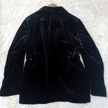 高級感 希少サイズ ARMANI アルマーニ テーラードジャケット ベロア ベルベット ブラック 黒 メンズ 54 XL相当 大きいサイズ ブレザー_画像6