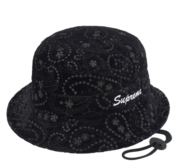 Supreme Velvet Paisley Boonie Black M/L