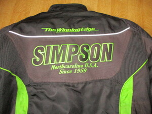 シンプソンレーシング　カワサキ色　刺繍ロゴ　取り外し可能中綿入り防寒ジャケット　美中古　サイズM