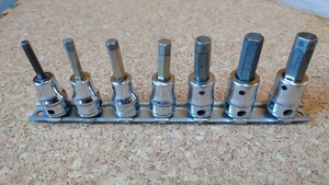 Snap-on FAMシリーズ 3/8”Drive ヘックスソケット 4mm～10mm 7本セット 希少 旧ロゴ ※使用感多い ホルダー付き スナップオン