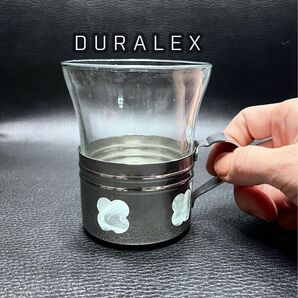 デミタスカップ DULAREX FRANCE◆ガラス ステンレス カプチーノ マグ