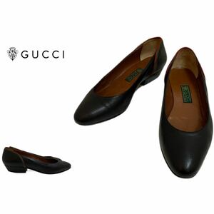 OLD GUCCI オールドグッチ GUCCI VINTAGE グッチ ヴィンテージ 80s MADE IN ITALY シェリーライン レザーパンプス ブラック 35 アーカイブ