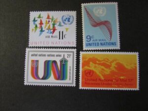 国連　航空切手　4種完　1972.5.1