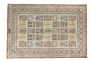 PERSIAN CARPET ペルシャ絨毯 シルク 78 × 114 Origin GHOM コム 手織り Weaver BABAII タペストリー 装飾 0569-NA