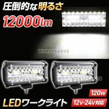 ワークライト LED 作業灯 12V 24V トラック 車 投光器 前照灯 投光器 船舶 灯 デッキ ライト 120W 240W 防水 防塵 ホワイト 白 2個 F365WH_画像2