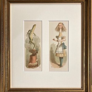 【特価】 ≪ 不思議の国のアリス ≫ アンティークオリジナル木版画 BILL THE LIZARD - ALICE 1889年 SIR JOHN TENNIEL