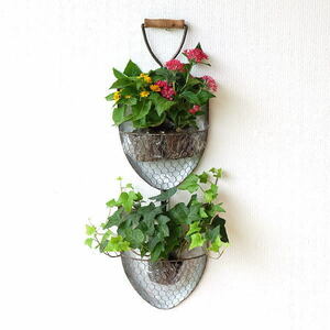  wall planter iron planter ornament stylish Uni -k design spade tin plate. spade wall planter double 