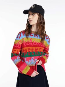  редкость MAX MARA WEEKEND T GLENDA MULTI LETTERS JUMPER 536614296 Max Mara общий рисунок вязаный свитер 