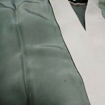 中古　◆正絹◆ 袷　男性 　長襦袢　仕立て上がり　手縫　富士山　鳥_画像4