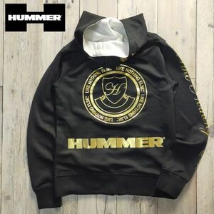 ☆HUMMER ハーマー☆ジップアップ パーカー ジャージ 黒×金 Size（M) S1412