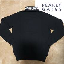 正規品　新品　PEARLY GATES　パーリーゲイツ　ジャックバニー　メンズ　タートルネックセーター　お洒落なロゴデザイン　ブラック　size6_画像6