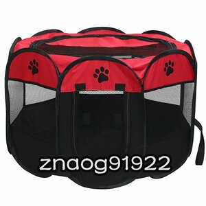 ペットサークル 犬 猫 ケージ テント 折りたたみ 軽量 コンパクト アウトドア 防災 室内犬 小型犬 中型犬 ウサギ Mレッド×ブラックZCL1265