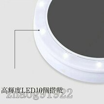 鏡 led 卓上ミラー 化粧鏡 両面用 化粧ミラー 卓上ミラー 拡大鏡 かがみ 卓上鏡 5倍拡大鏡付き USB 電池2way給電 10個LEDライト付きDJ2039_画像7