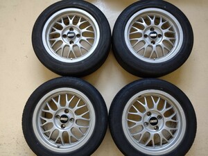 BBS鍛造RG294 15インチ6.5J+38 PCD100 4H 195/55r15中古タイヤホイール4本 シルバー塗装