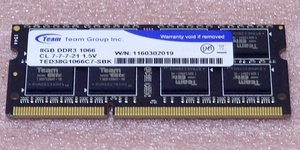 ■Team TED38G1066C7-SBK - PC3-8500S/DDR3-10600 204Pin DDR3 S.O.DIMM 8GB 動作品