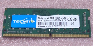 ■TECMIYO MJ-2-16GB-PC4-25600S-G(一枚のみ) - PC4-25600/DDR4-3200 Micronチップ 260Pin DDR4 S.O.DIMM 16GB 動作品