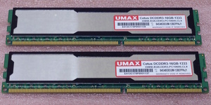 ◎UMAX Cetus DCDDR3-16GB-1333 - PC3-10600/DDR3-1333 240Pin DDR3 UDIMM 16GB(8GB x2) 動作品