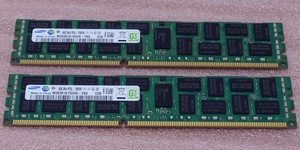∠Samsung M393B1K70DH0-YK0 2枚セット - PC3L-12800R/DDR3L-1600 ECC REG/Registered 240Pin DDR3 RDIMM 16GB(8GB x2) 動作品