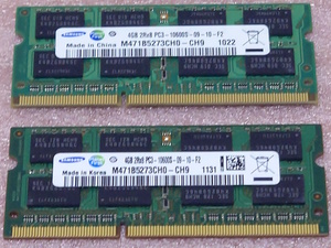 ★Samsung M471B5273CH0-CH9 2枚セット - PC3-10600S/DDR3-1333 204Pin DDR3 S.O.DIMM 8GB(4GB x2) 動作品