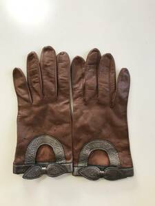 [ beautiful goods ] mezzo n fur bruMaison Fabre lady's leather glove Brown leather gloves lining less 