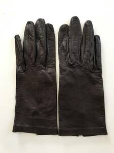 [ beautiful goods ] Italy CERUMO ne-ta lady's leather glove dark brown leather gloves lining less size 6 half Sermoneta Gloves