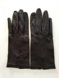 【美品】イタリア　セルモネータ　レディース　レザーグローブ　ダークブラウン　革手袋　裏地無し　サイズ6ハーフ　Sermoneta Gloves