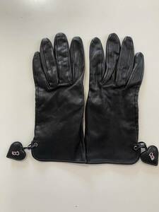 [ beautiful goods ] Barbie Barbie lady's size leather glove black leather gloves lining attaching 