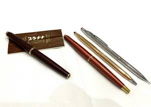 （TY696）筆記具　4点　おまとめ　PLATINUM　プラチナシープ万年筆　18K　PARKER　パーカー　Cross　クロス　ボールペン　14KTGF