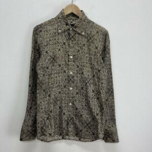 AKM エイケイエム S096 original paisley stretch satin B.D shirts ボタンダウンシャツ 長袖 ペイズリー 総柄 M 10104889