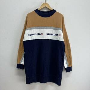 X-girl エックスガール 05174902 TRI-COLOR SWEAT DRESS スウェット トレーナー フーディー ワンピース ロゴ 星条旗 1 10108748