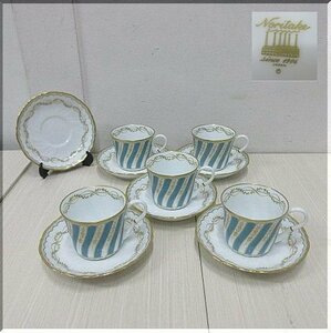 ☆1000円～☆ Noritake ☆ ノリタケ ダイヤモンドコレクション カップ＆ソーサー 洋食器 5客+ソーサー1枚/ ブルー 金彩 まとめて ☆