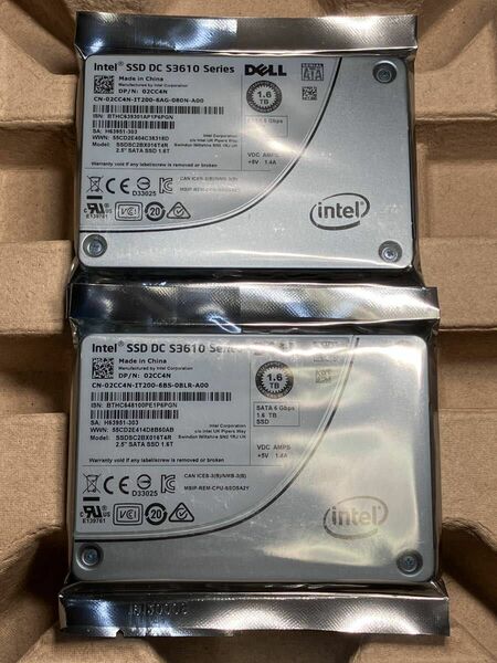 二枚 Intel DC S3610 1600GB HET MLC SSD SATA 2.5 高耐久 1TB 以上 2TB 未満