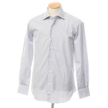 【未使用】オリアン ORIAN コットン ストライプ ワイドカラー ドレスシャツ ホワイトxライトネイビー【サイズ37】_画像1