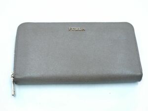 FURLA フルラ ラウンドジップ 長 財布 グレー ■■ ☆ dlb8 レディース