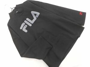 FILA フィラ 裏起毛 ロゴ プリント ハイネック カットソー sizeM/黒 ◇■ ☆ dlb3 レディース