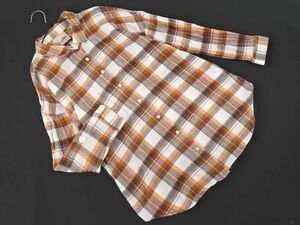 Ray BEAMS Ray Beams check long sleeve shirt tea *# * dlb4 lady's 