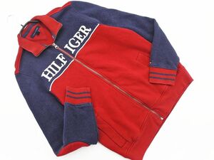 TOMMY HILFIGER トミーヒルフィガー 裏起毛 スウェット エルボーパッチ ジップアップ ジャケット sizeS/赤ｘ紺 ◇■ ☆ dlb9 メンズ