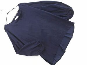 INED Ined boat neck switch velour pull over cut and sewn size13/ navy blue *# * dlc5 lady's 