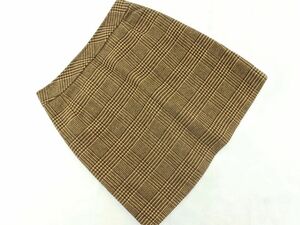 MOUSSY Moussy check A line trapezoid skirt size1/ beige *# * dlc5 lady's 