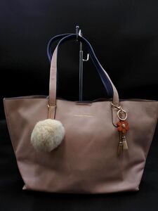 Samantha Thavasa Samantha Thavasa leather pompon charm attaching switch tote bag pink x navy blue ## * dlc5 lady's 