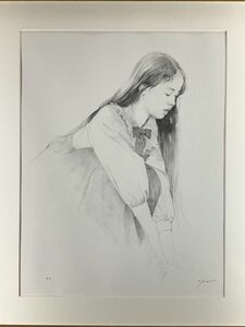 真作■リトグラフ■藤井勉■『うつむく少女』■少女像巨匠 ホキ美術館収蔵 昭和会展優秀賞　2ｂ