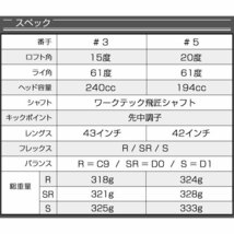 ●新品●２本セット ダイナミクス フェアウェイウッド ３番 15度 43インチ・５番 20度 42インチ 三菱ケミカル製 WORKTEC飛匠 シャフト仕様_画像3