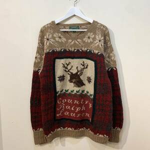 1991年 vintage RALPH LAUREN COUNTRY wool knit sweater ラルフローレン カントリー ウール ニット セーター 90s ビンテージ ポロ polo 