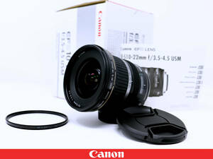 ★美品★Canon キャノン EF-S10-22mm F3.5-4.5 USM ★元箱 説明書 フィルター付属★人の目では捉えられない超広角ズームレンズ★EF-S10-22U