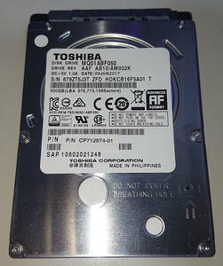 TOSHIBA　MQ01ABF050　500GB　HDD　SATA　2.5インチ