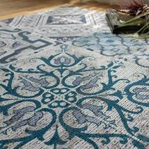 [送料込み] モロッコ ポルトガル ラグマット ゴブラン織 200x250 3畳 ブルー おしゃれ リビング カーペット ラグ 絨毯 マット 寝室 _画像1